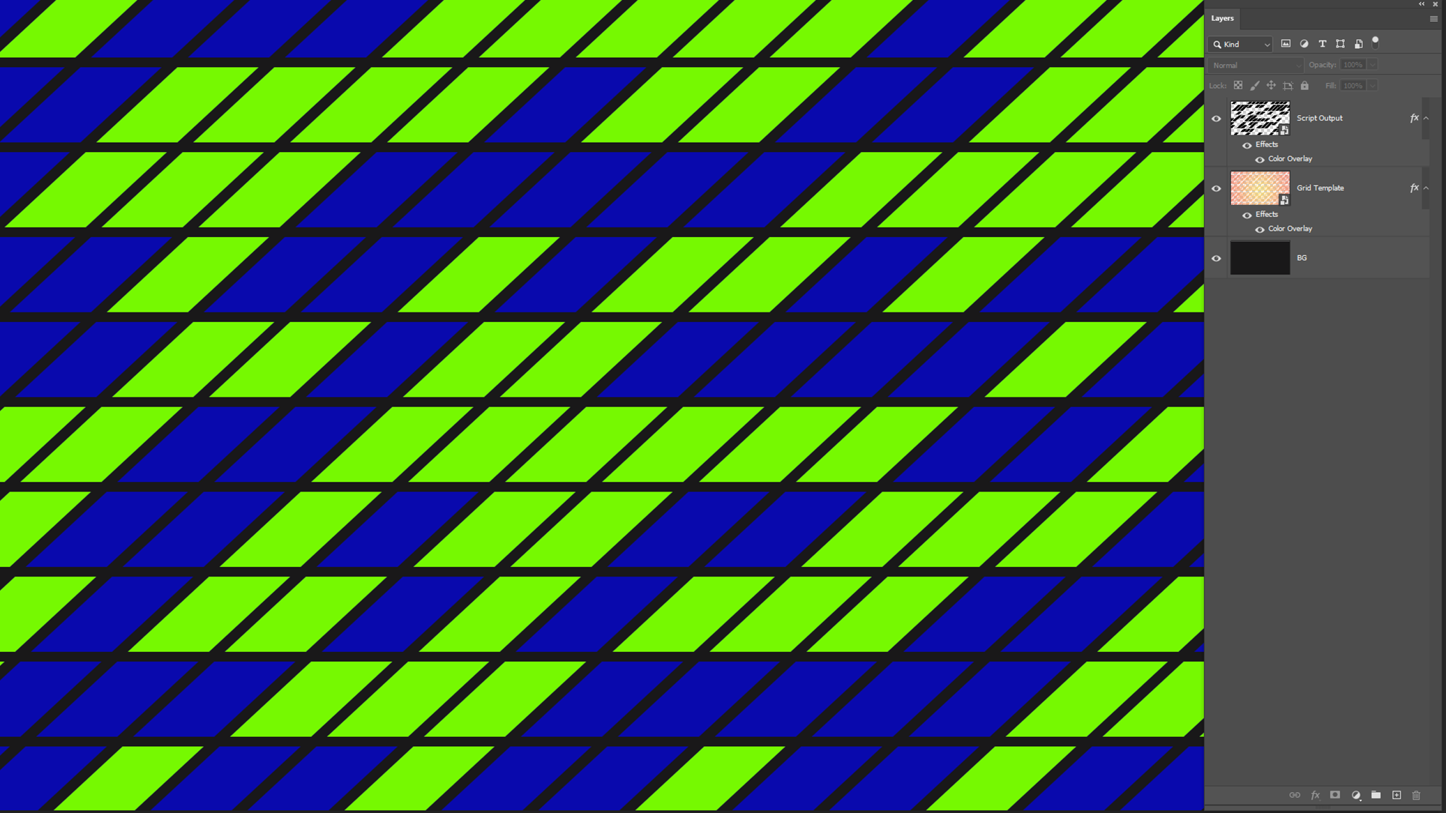 Photoshop layers showing generated grid overlay on template